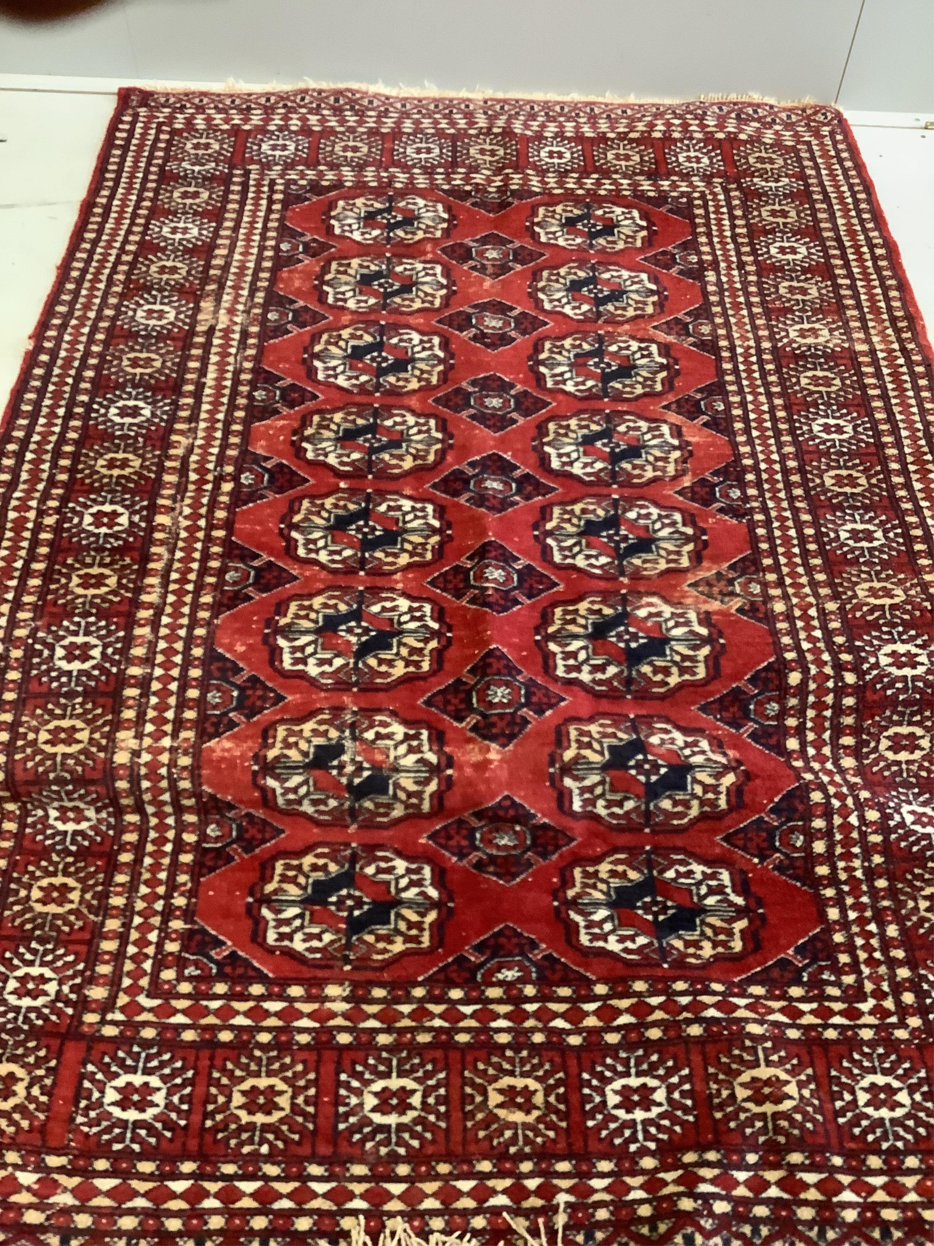 Two Bokhara rugs, larger 182 x 125cm. Condition - fair to poor